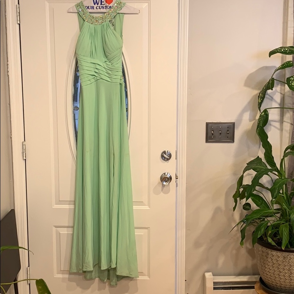Jeweled mint green gown